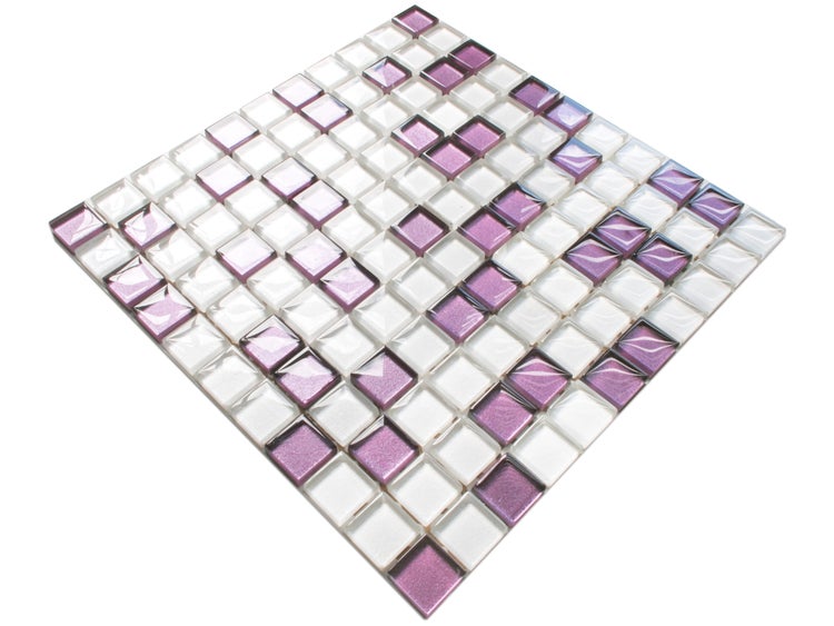 Glasmosaik auf Netz für Bad und Küche 30cm x 30cm  - Lilac orchid