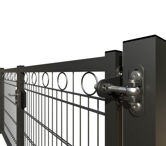 Gartentor ZAUNGURU BASIC-Line Berlin Kreis aus Metall, Höhe: 143cm, Breite: 321cm, 2-flügelig inkl. Pfosten, Schloss und Zubehör, Feuerverzinkt und in RAL 7016 Anthrazitgrau pulverbeschichtet