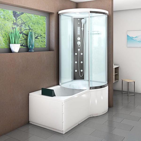 Wanne Dusche Kombination Weiß K55-L01 170x100
