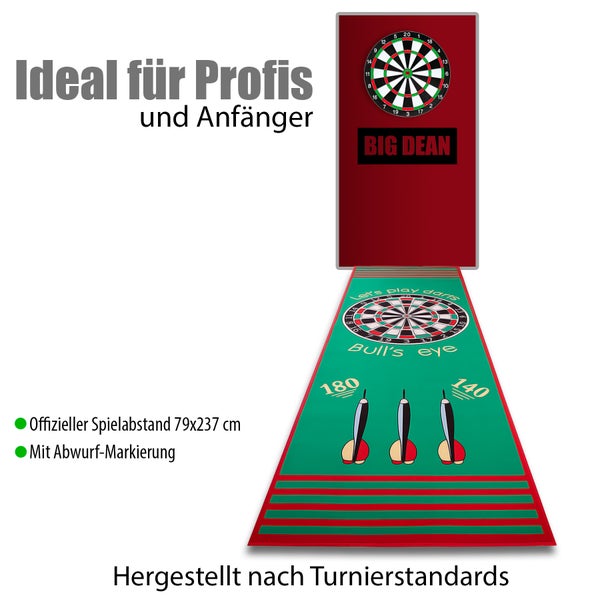 Dartmatte mit Dartscheibe und Abwurfmarkierung für Profis und Anfänger