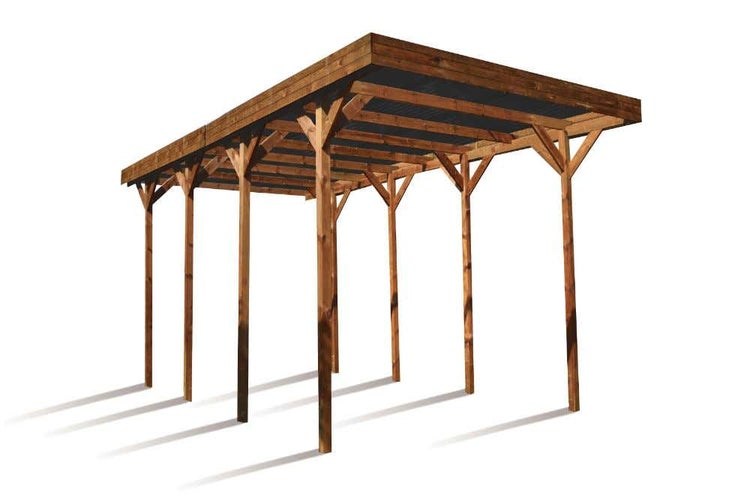 Alpholz Carport Camping-Car Carport aus Holz in natur, Unterstand Überdachung imprägniert