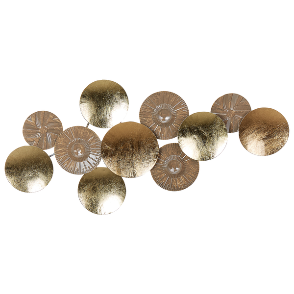 Wanddekoration aus Metall mit kreisförmigen Elementen