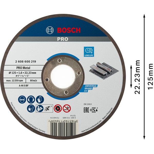 Bosch PRO Trennscheibe Metall, Durchmesser 125 Millimeter
