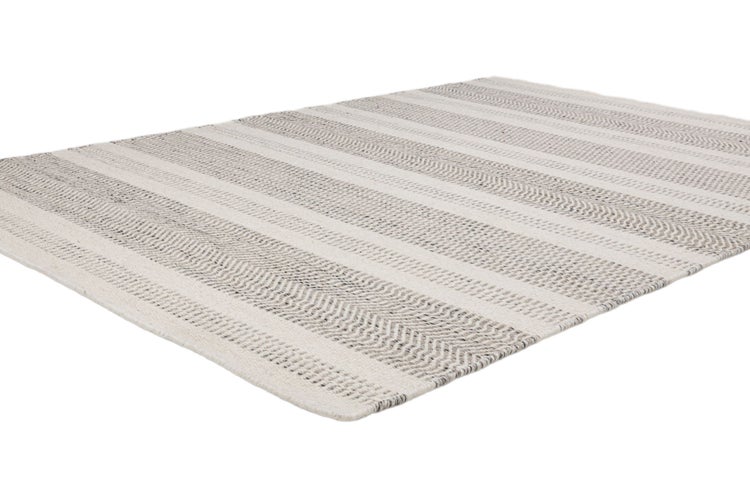 Wendbarer Wollteppich im skandinavischen Design 2-Seitiger Skandi Naturgrau 110x170 cm