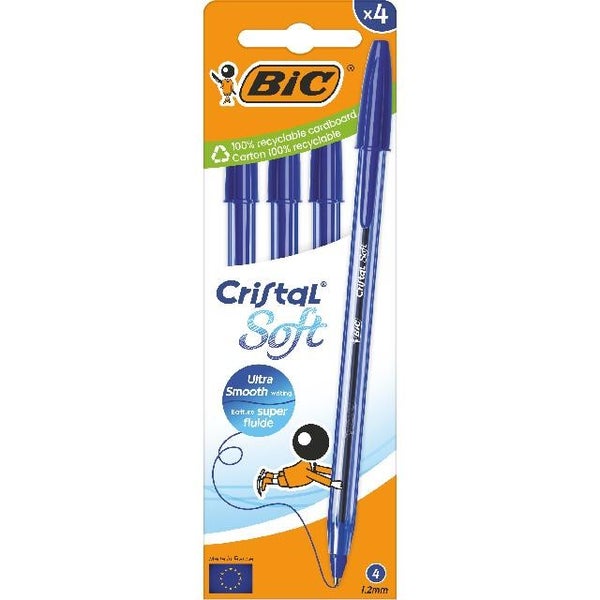 BIC Kugelschreiber Cristal Soft 0.45mm blau, 4er Set