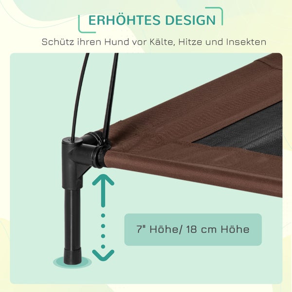 PawHut Hundebett, L76 x B61 x H73 cm, Metall, Oxford, Netzstoff, Taftstoff, Kaffee+Schwarz