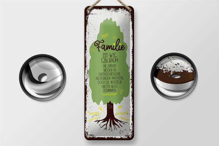 Blechschild Spruch Familie ist Baum halten alles Zusammen 10x27cm