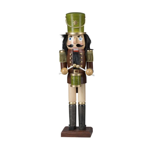 Dekorativer Nussknacker aus Holz in Form eines Trommlers für die weihnachtliche Innendekoration.