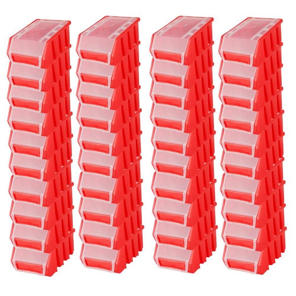 PROREGAL SuperSparSet 40x Sichtlagerbox 2 mit Deckel HxBxT 7,5 x 11,6 x 16,1 cm Polypropylen Rot