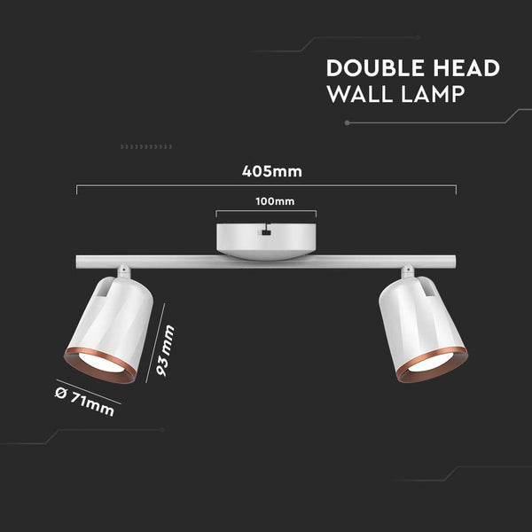 V-TAC VT-812-W-N - LED-Wandleuchten mit Doppelkopf - IP20 - Weiß - 10W - 1080 Lumen - 3000K
