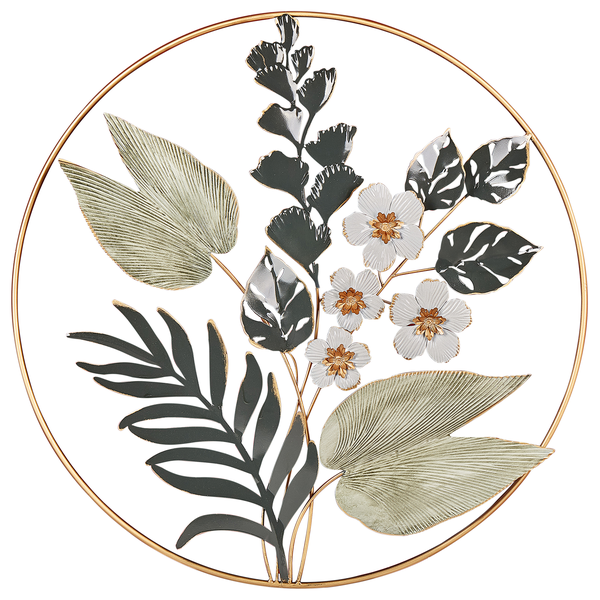 Dekorative Wanddekoration mit floralem Muster und einem goldenen Rahmen