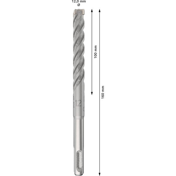 Steinbohrer mit einem Durchmesser von 12 Millimetern und einer Länge von 160 Millimetern.