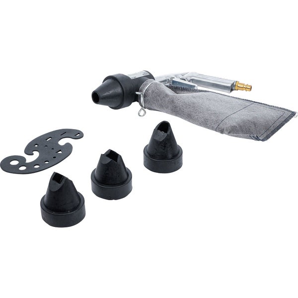 Verpackung einer Druckluft Sandstrahlpistole mit Zubehör von BGS technic