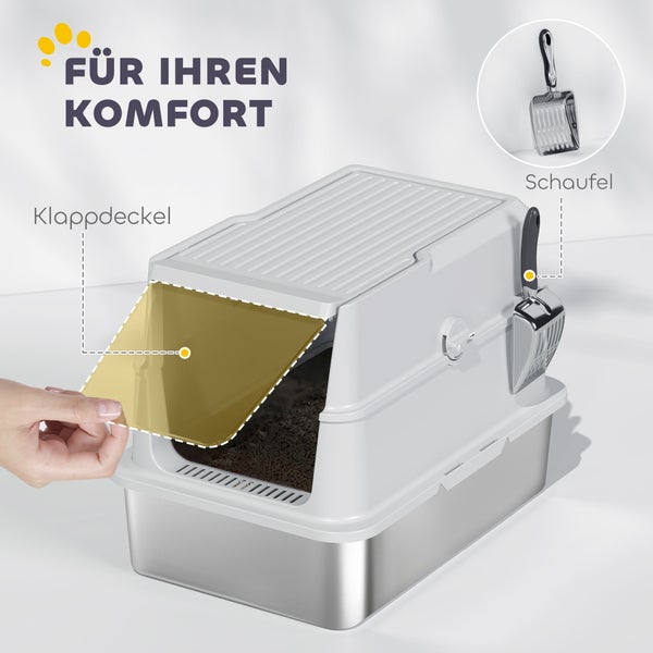 Katzenklo mit Klappdeckel und Schaufel für einfachen Komfort
