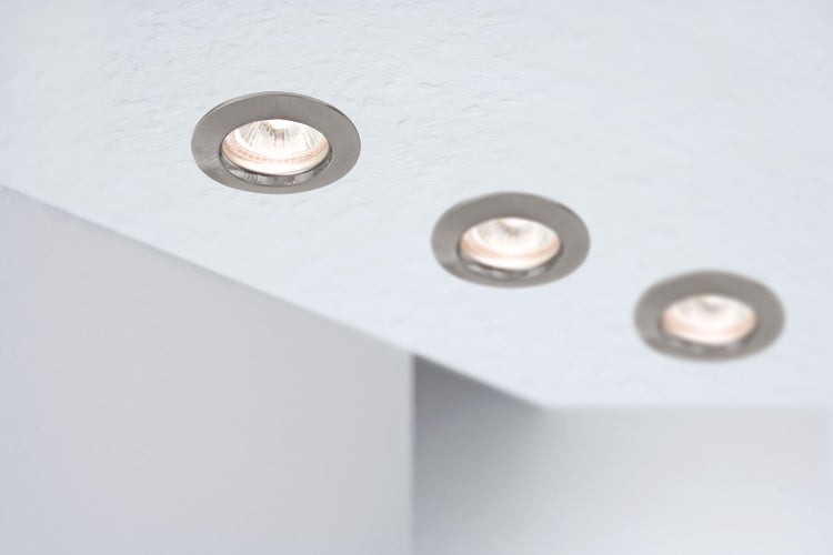 Premium LED Einbauleuchte IP44 rund 79mm GU10 max. 50W 230V dimmbar Eisen gebürstet
