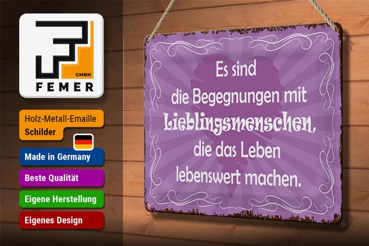 Blechschild Spruch 30x20cm Begegnungen Lieblingsmenschen
