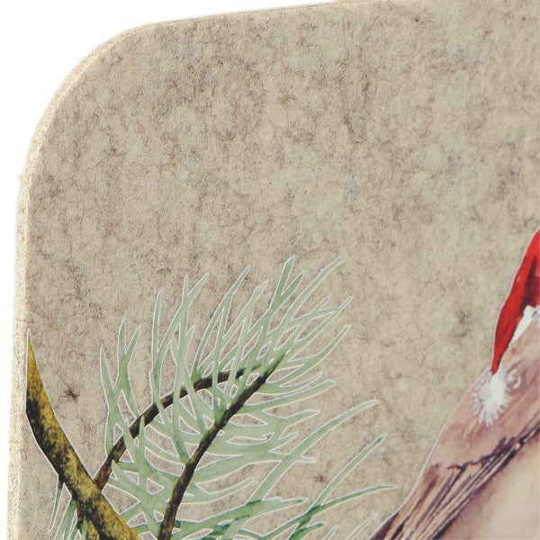 Dekoratives Filzobjekt mit Tannenzweig und Vogelmotiv