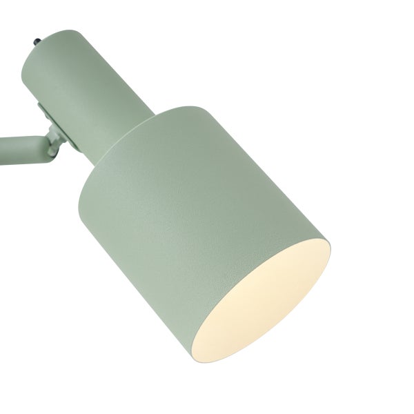 Zylindrischer Strahler aus Metall in Grün, verstellbarer Spot für die Wand- oder Deckenmontage.