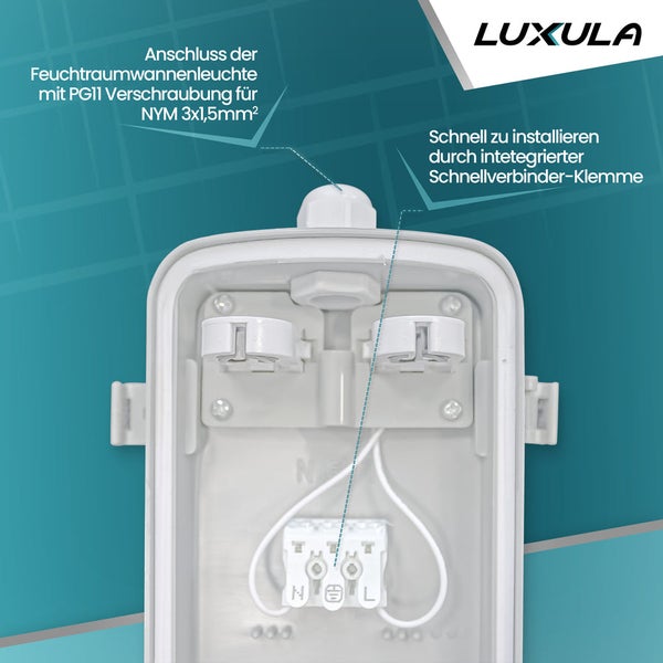 LUXULA LED Wannenleuchte 120cm IP65 Feuchtraumleuchte 36W 3600lm Neutralweiß Flimmerfrei Für Garage & Werkstatt