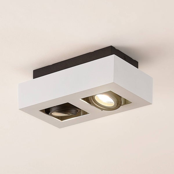 Deckenspot mit zwei Leuchten in quadratischem Design