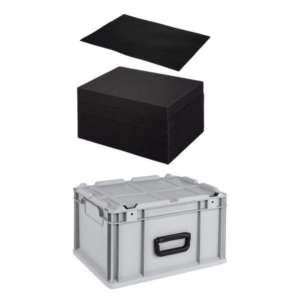 PROREGAL Eurobox NextGen Portable mit Rasterschaumstoff und Schaumstoffeinlage HxBxT 235 x 30 x 40 cm 20 Liter Eurobehälter Transportbox