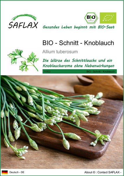 SAFLAX  - BIO - Schnitt - Knoblauch - Allium tuberosum - 100 Samen