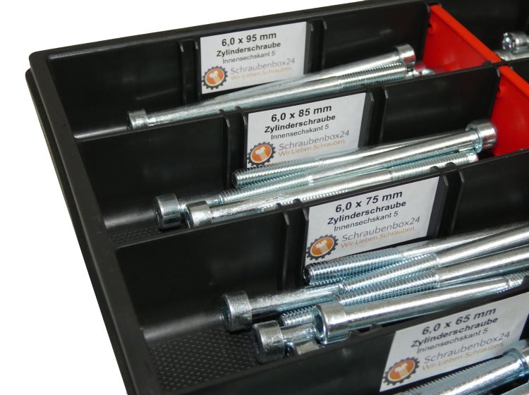 80 tlg Zylinderschrauben Sortiment M6 // 65mm-100mm Schrauben Set Schraubenbox DIN 912/ISO4762 Bolzen Vollgewindeschrauben Maschinenschrauben Gewindeschrauben Zylinderkopfschrauben