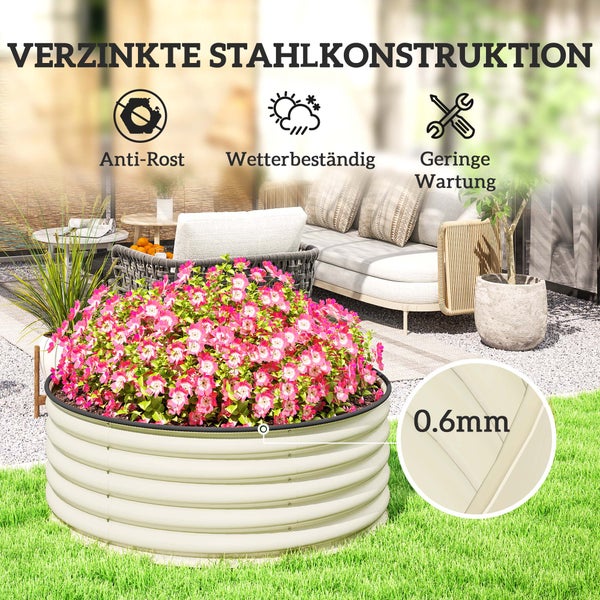 Outsunny Hochbeet aus Stahl, Pflanzbeet Frühbeet Gartenbeet stapelbar Blumenkasten steckbar Pflanzkasten 120x120x43cm Gemüsebeet für Garten Balkon Terrasse, Pflanzkübel für Blumen, Pflanzen