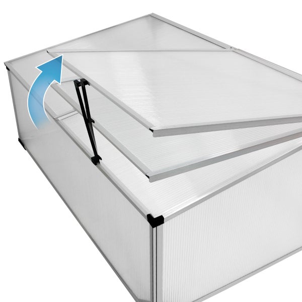ECD Germany Alu Frühbeet Gewächshaus mit Zweiteiliges Dach, 100x60x40 cm, 0,6m² Fläche, aus transparentem Polycarbonat, witterungsbeständig, Treibhaus Frühbeetkasten Tomatenhaus Pflanzenhaus