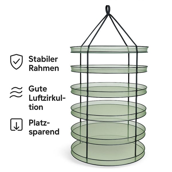 Hängendes Kräutertrocknungsnetz mit mehreren Ablagen für gute Luftzirkulation