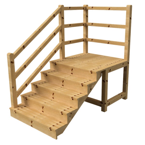 Holztreppe mit Geländer für den Gartenbereich