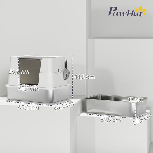 PawHut Katzentoilette mit den Maßen 60,2 x 40,2 x 44,5 cm und Katzentoilette mit den Maßen 59,5 x 39,5 x 15 cm