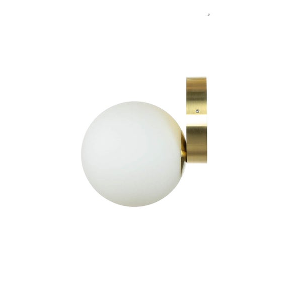 Wandleuchte mit runder Glasabdeckung und Messinghalterung