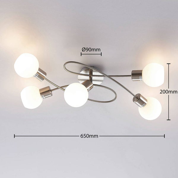 Deckenleuchte mit fünf Leuchten und Größenangaben