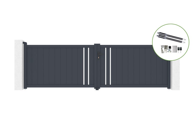 Flügeltor 4m GIONA H.120cm Aluminium + RANGER B150 Motorisierung