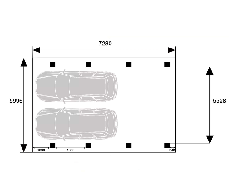 Alpholz Doppelcarport Salzburg Carport aus Holz, Unterstand Überdachung, Naturbelassen 6x7,3m
