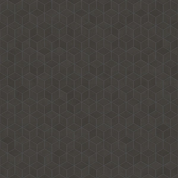 Dunkelgraue Fliese mit geometrischem dreidimensionalem Würfelmuster.