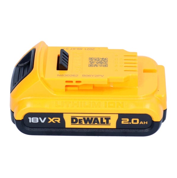 DeWALT 18 Volt XR Lithium-Ionen Akku mit 2,0 Amperestunden Kapazität.