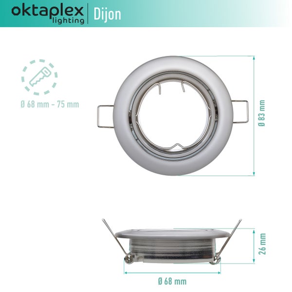 6er Set Dijon Einbauspot Rahmen GU10 LED Modul flach schwenkbar IP20 chrome Lochmaß 68mm Spotrahmen modernes Design robust Deckenstrahler vielseitig