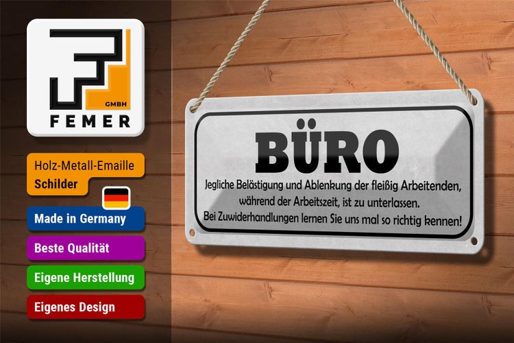 Blechschild Spruch 27x10cm Büro Ablenkung Arbeitszeiten Dekoration