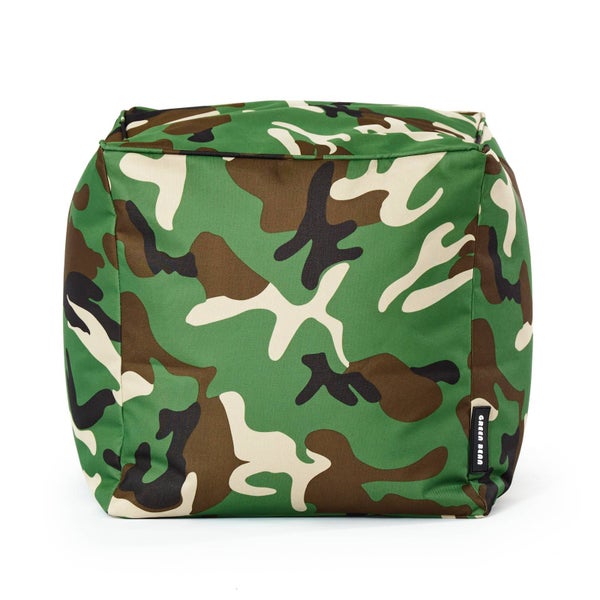Green Bean Sitzsack-Hocker 40x40x40cm mit EPS-Perlen Füllung - Fußhocker Fußkissen Sitz-Pouf für Sitzsäcke - Bodenkissen für Kinder und Erwachsene - Fußablage Sitzkissen Sitzhocker Camouflage Grün
