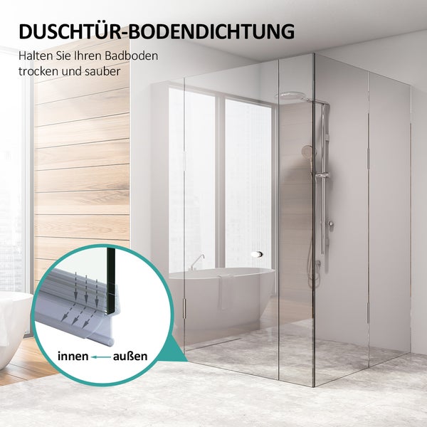 EMKE Ersatzdichtung Wasserabweiser Duschdichtung Schwallschutz Duschkabine Bad, 4-6mm Glas 1000mm, 2 Stück