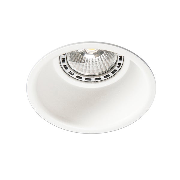 Runder LED Einbaustrahler in Weiß mit sichtbarem Leuchtmittel und Reflektor.