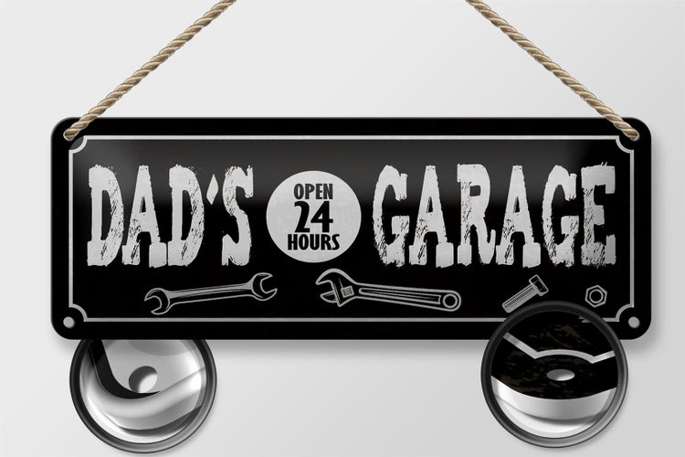 Blechschild Spruch 27x10cm Dad´s Garage open 24 Hours Dekoration
