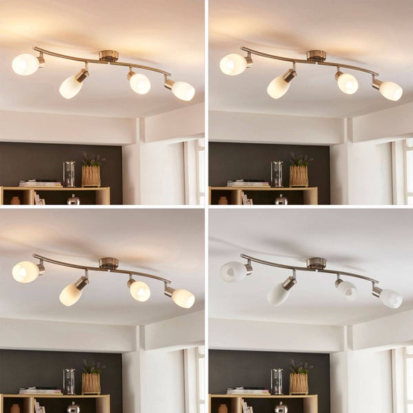 Lindby Strahler Arda (Modern) in Alu aus Glas (4 flammig, E14) - Deckenlampe Deckenleuchte Lampe Spot Wohnzimmerleuchte