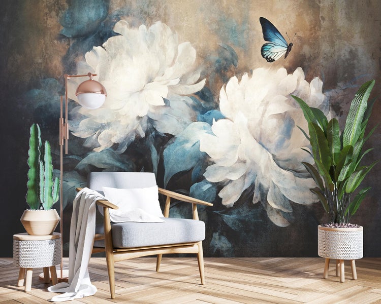 Fototapete Blumen Beton Vlies Tapete Wohnzimmer 300x210 cm