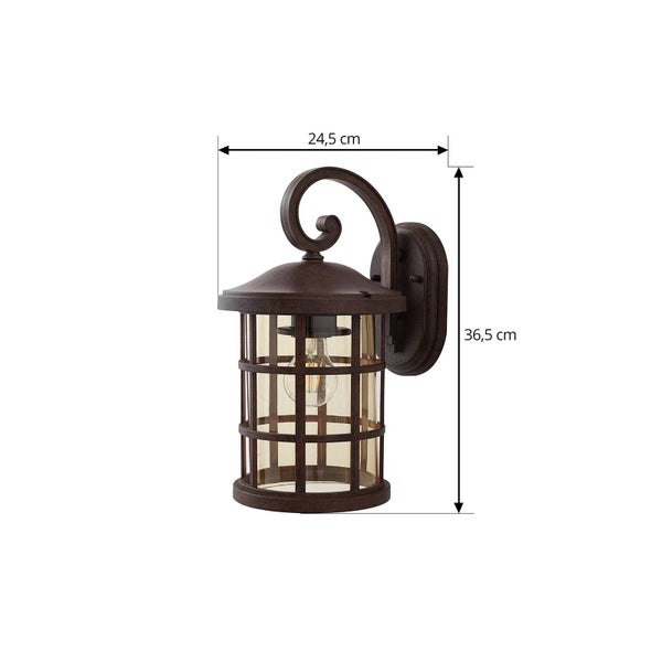 Lindby Wandleuchte außen (Laterne) Ankea (Retro, Vintage Antik) in Braun aus Metall (1 flammig E27) - Außenwandleuchten Wandlampe Led Außenlampe Outdoor für Außenwand/Hauswand Haus