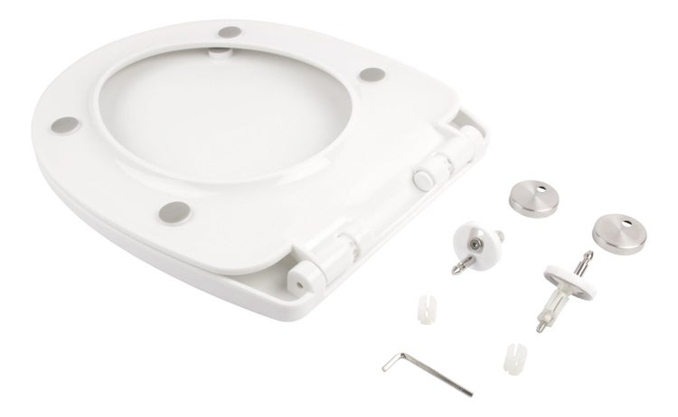 Calmwaters® WC Sitz mit Absenkautomatik Wellness-Motiv Plumeria, Thermoplast Toilettendeckel, abnehmbar, Top-Fix, universale O-Form, ovaler Toilettensitz, Komfort Klodeckel, Wellness-Dekor, 26LP5005