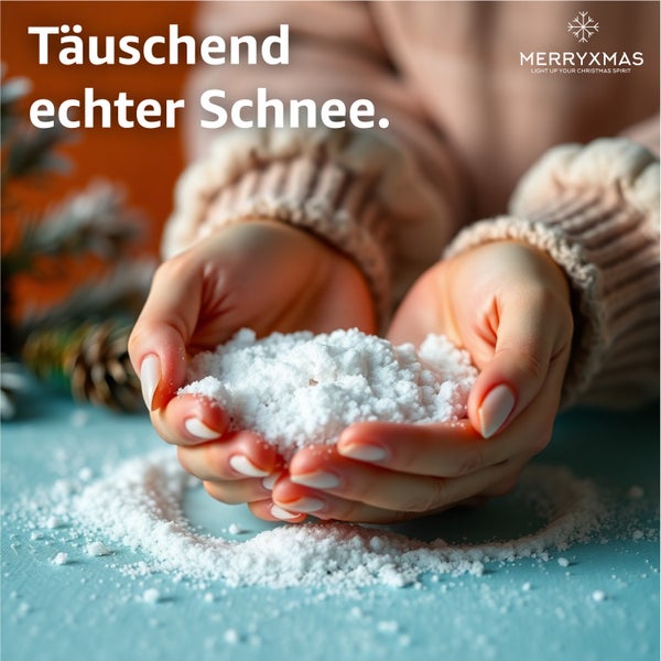 Hände halten Dekoschnee.