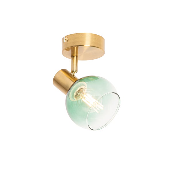 Deckenstrahler mit Fassung und grünem Glasschirm